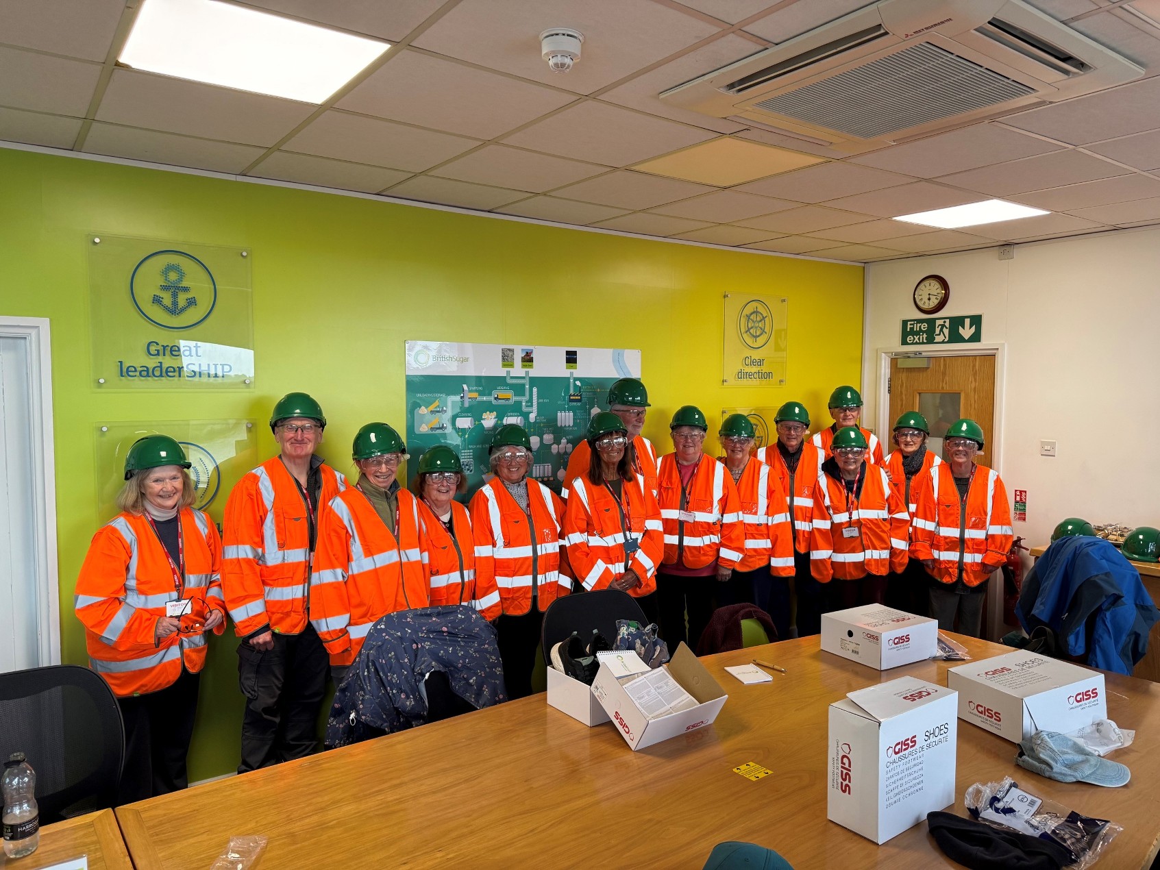Suited and booted in safety gear for our visit